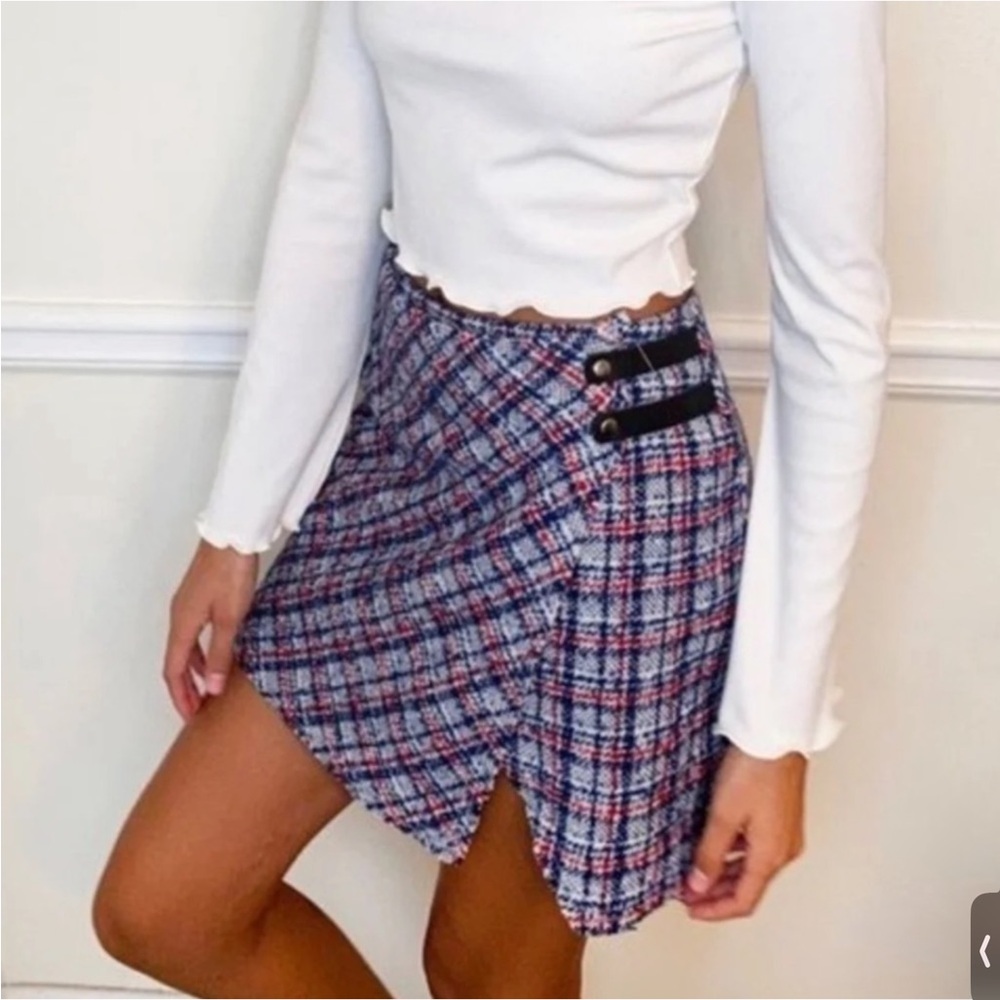 Urban Outfitters wool blend wrap mini skirt NWT